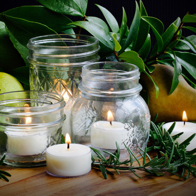 Use tealights to create a stunning table centrepiece